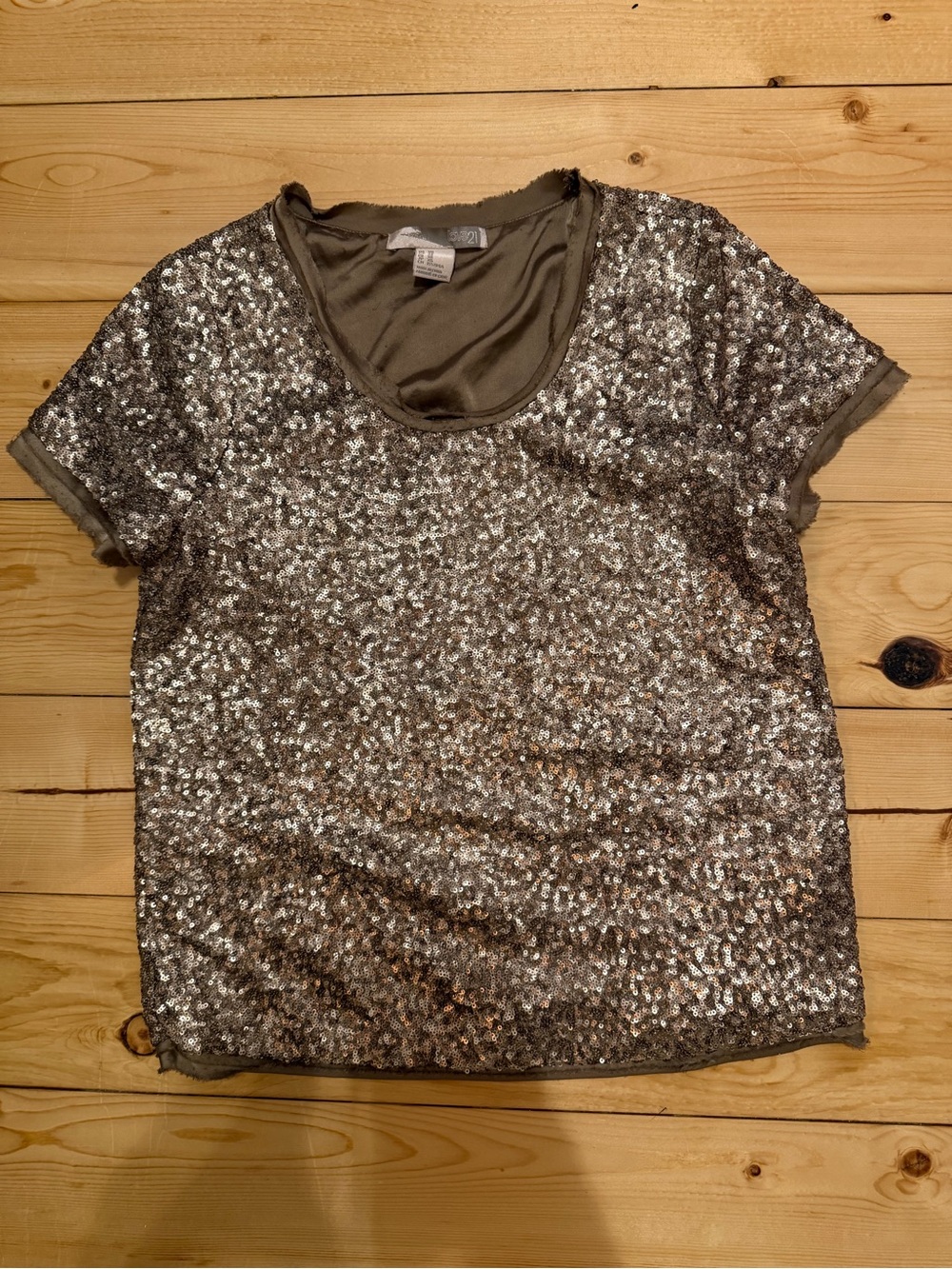 Love 21 Forever 21 Bronze Sequin Top XS Party Holiday
